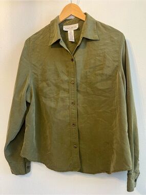 Jones Wear Sport Olive Green Button Front Utility Shirt